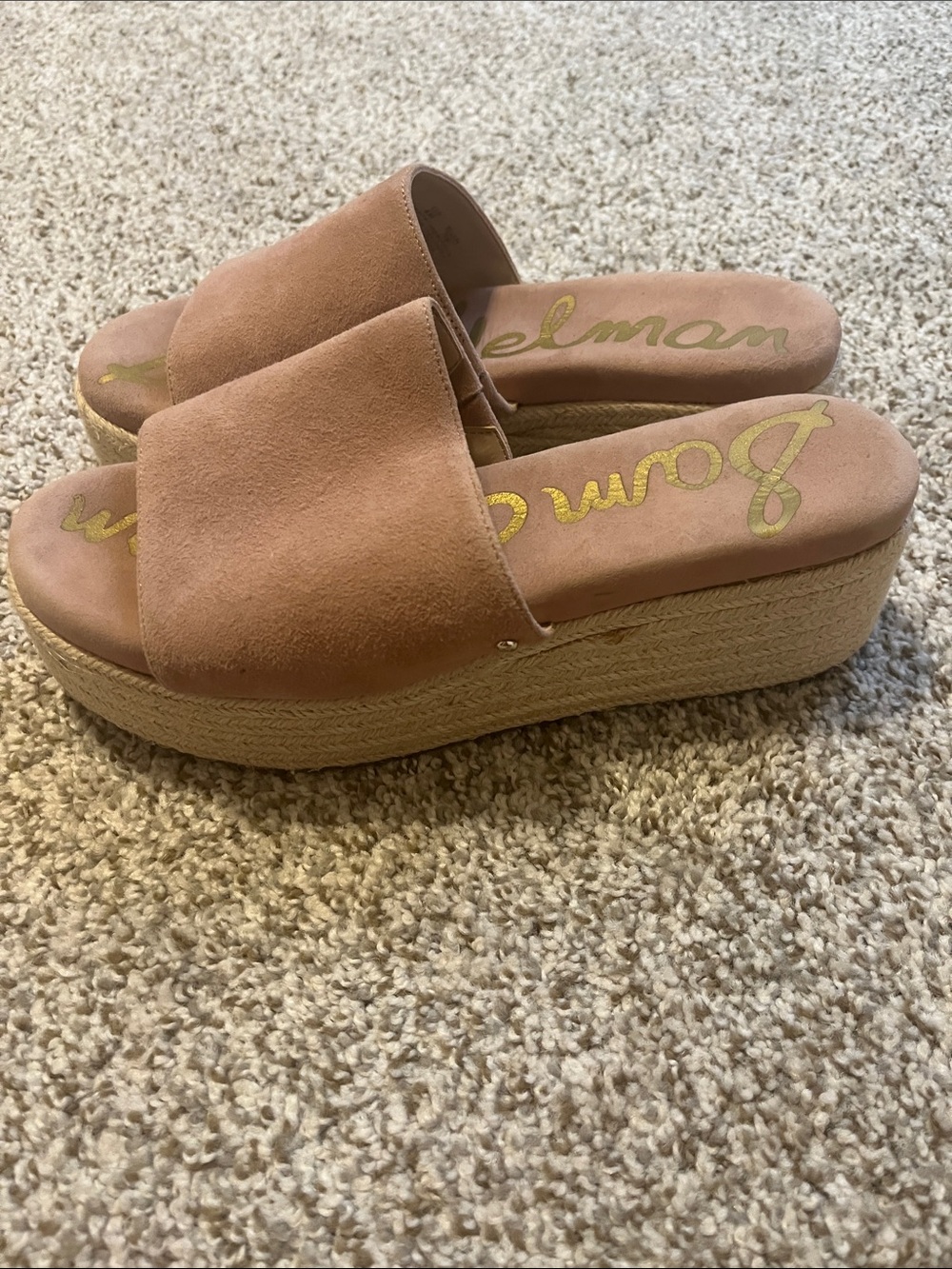Sam Edelman Weslee Dusty Rose Platform Slide Sandals